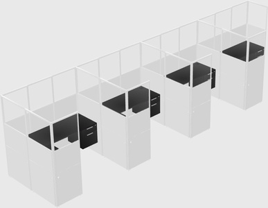 Shared l-shaped cubicle