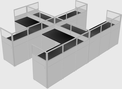 Shared l-shaped cubicle