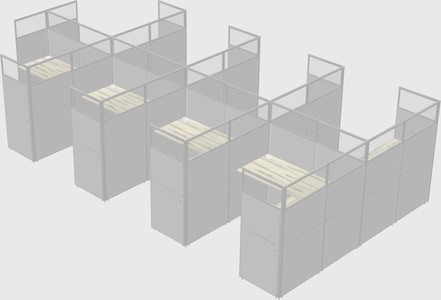 Shared l-shaped cubicle