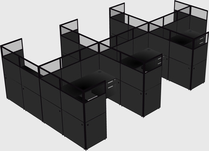 Shared l-shaped cubicle