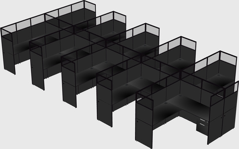 Shared l-shaped cubicle