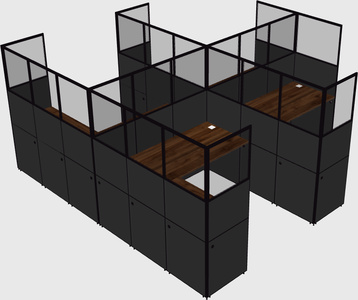 Shared l-shaped cubicle