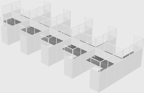 Shared l-shaped cubicle