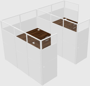 Shared l-shaped cubicle