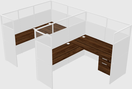 Shared l-shaped cubicle