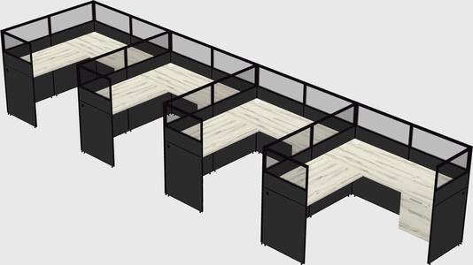 Shared l-shaped cubicle