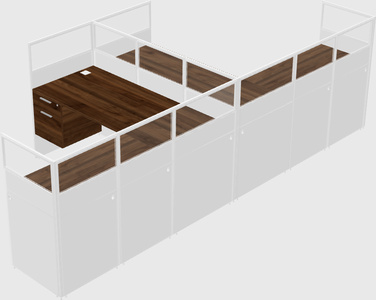 Shared l-shaped cubicle