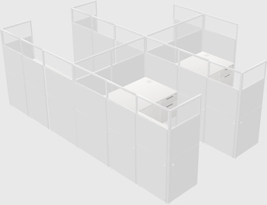 Shared l-shaped cubicle