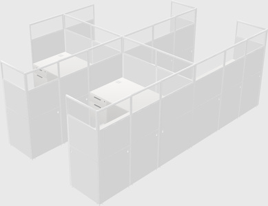 Shared l-shaped cubicle