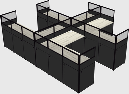 Shared l-shaped cubicle