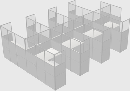 Shared l-shaped cubicle