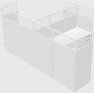 Shared l-shaped cubicle