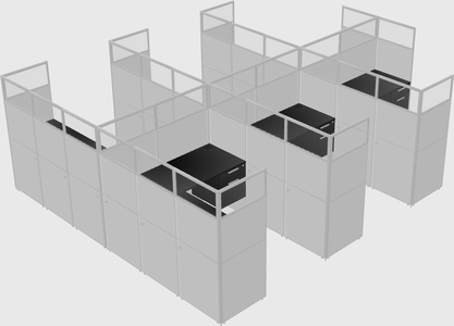 Shared l-shaped cubicle