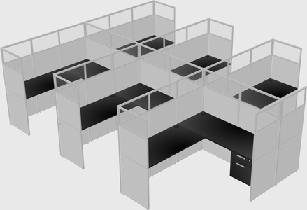 Shared l-shaped cubicle