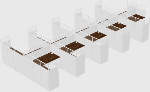 Shared l-shaped cubicle