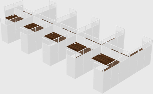 Shared l-shaped cubicle