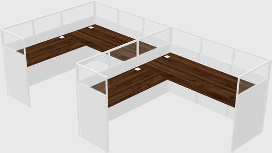 Shared l-shaped cubicle
