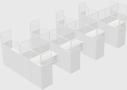 Shared l-shaped cubicle