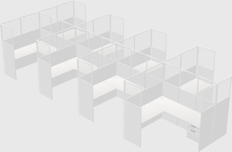 Shared l-shaped cubicle
