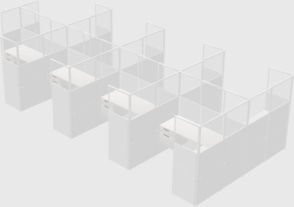 Shared l-shaped cubicle