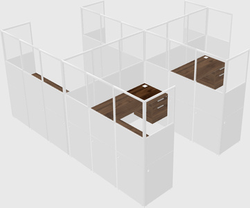 Shared l-shaped cubicle