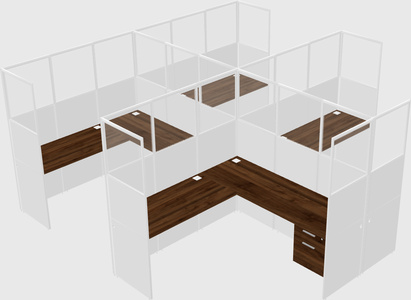 Shared l-shaped cubicle