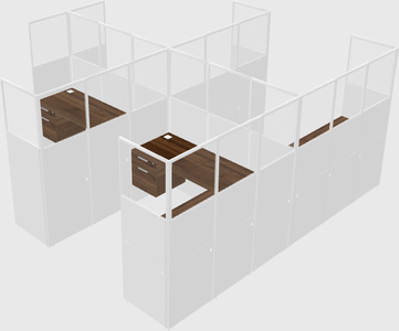 Shared l-shaped cubicle
