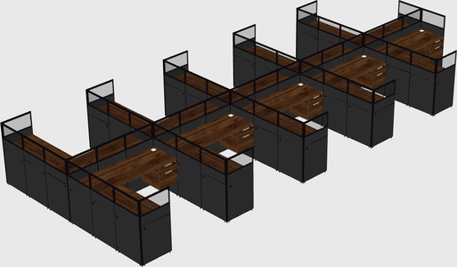 Shared l-shaped cubicle