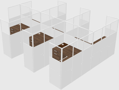 Shared l-shaped cubicle