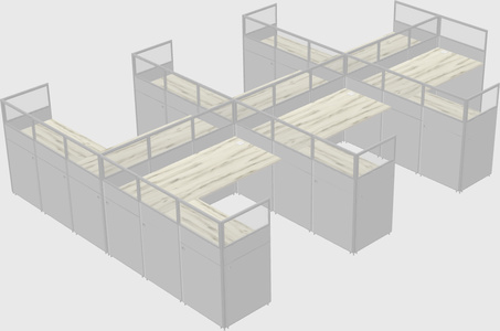 Shared l-shaped cubicle