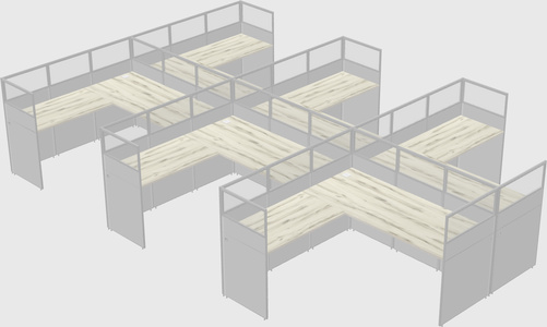 Shared l-shaped cubicle