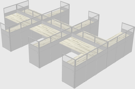 Shared l-shaped cubicle