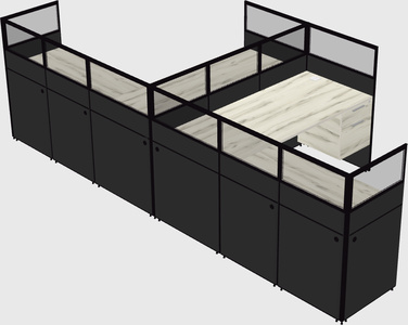 Shared l-shaped cubicle