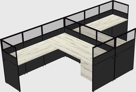 Shared l-shaped cubicle