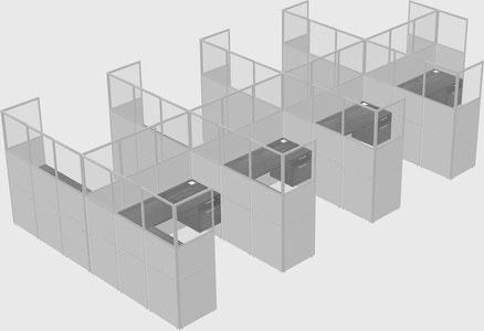 Shared l-shaped cubicle