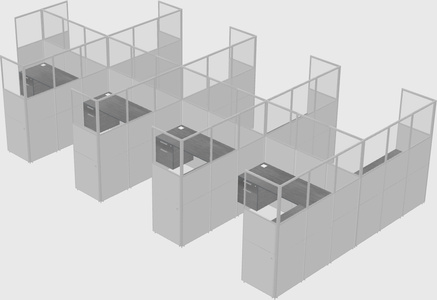 Shared l-shaped cubicle