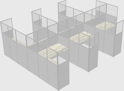 Shared l-shaped cubicle