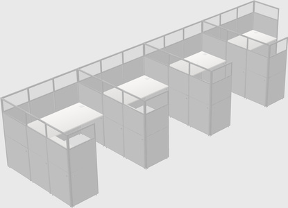 Shared l-shaped cubicle