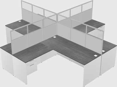 Shared l-shaped cubicles
