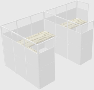 Shared l-shaped cubicle