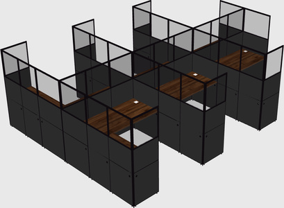 Shared l-shaped cubicle