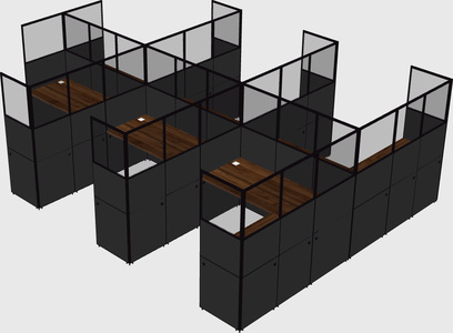 Shared l-shaped cubicle