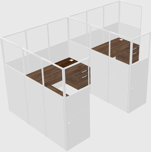 Shared l-shaped cubicle