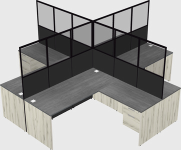 Shared l-shaped cubicles