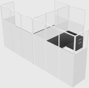 Shared l-shaped cubicle