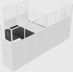 Shared l-shaped cubicle