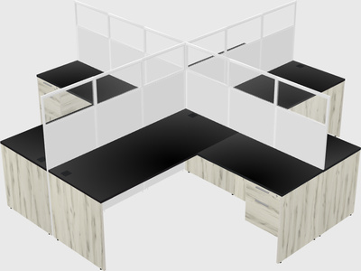 Shared l-shaped cubicles