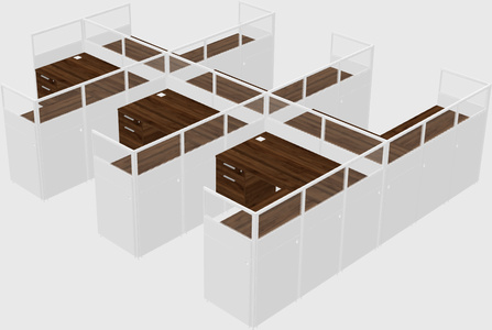 Shared l-shaped cubicle