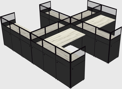 Shared l-shaped cubicle