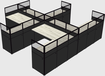 Shared l-shaped cubicle